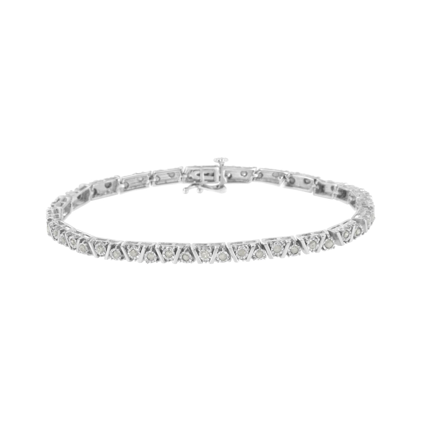 .925 Sterling Silver 1.0 cttw Miracle-Set Diamond Tennis Bracelet (I-J